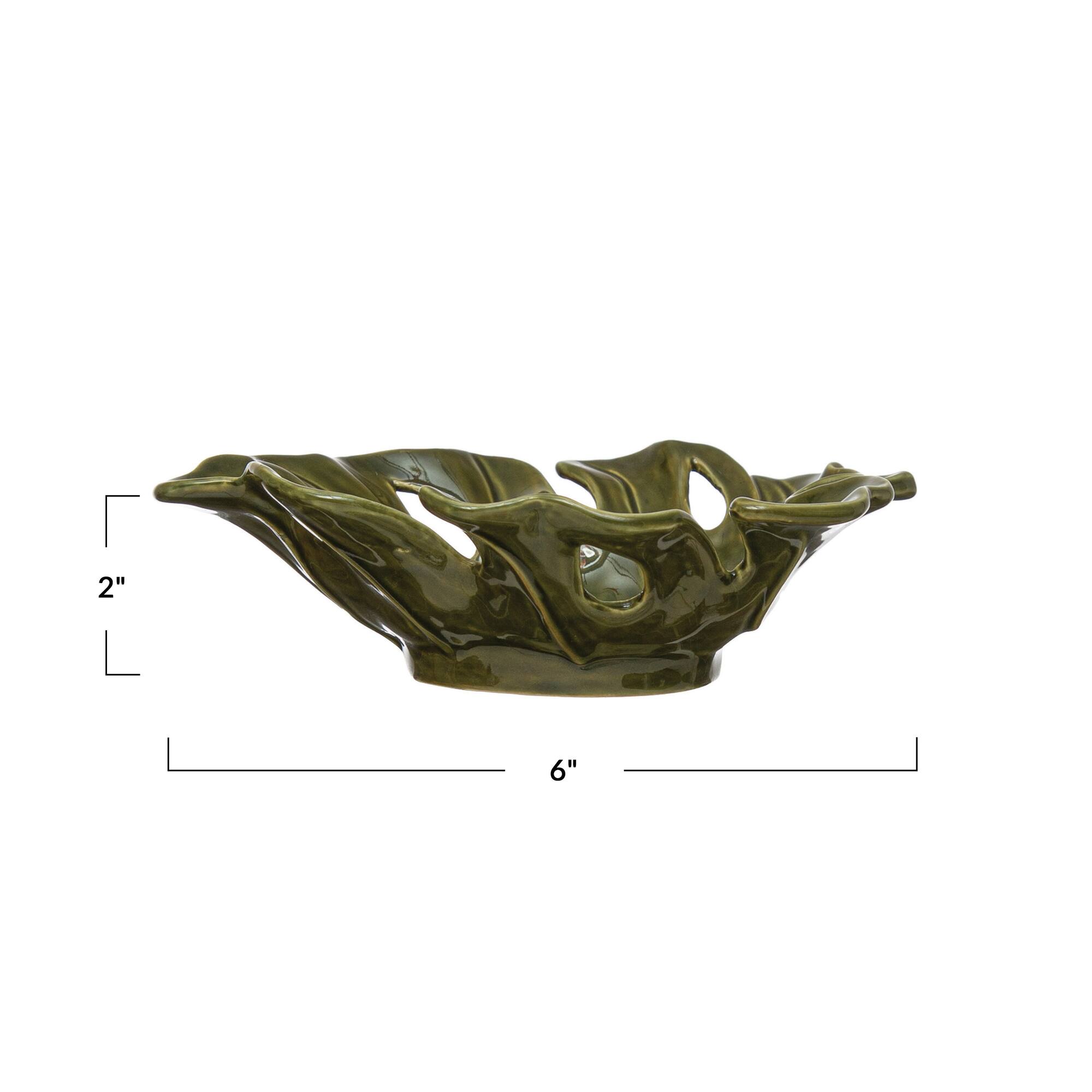 Hello Honey® 6" Reactive Glaze Stoneware Leaf Shaped Bowl